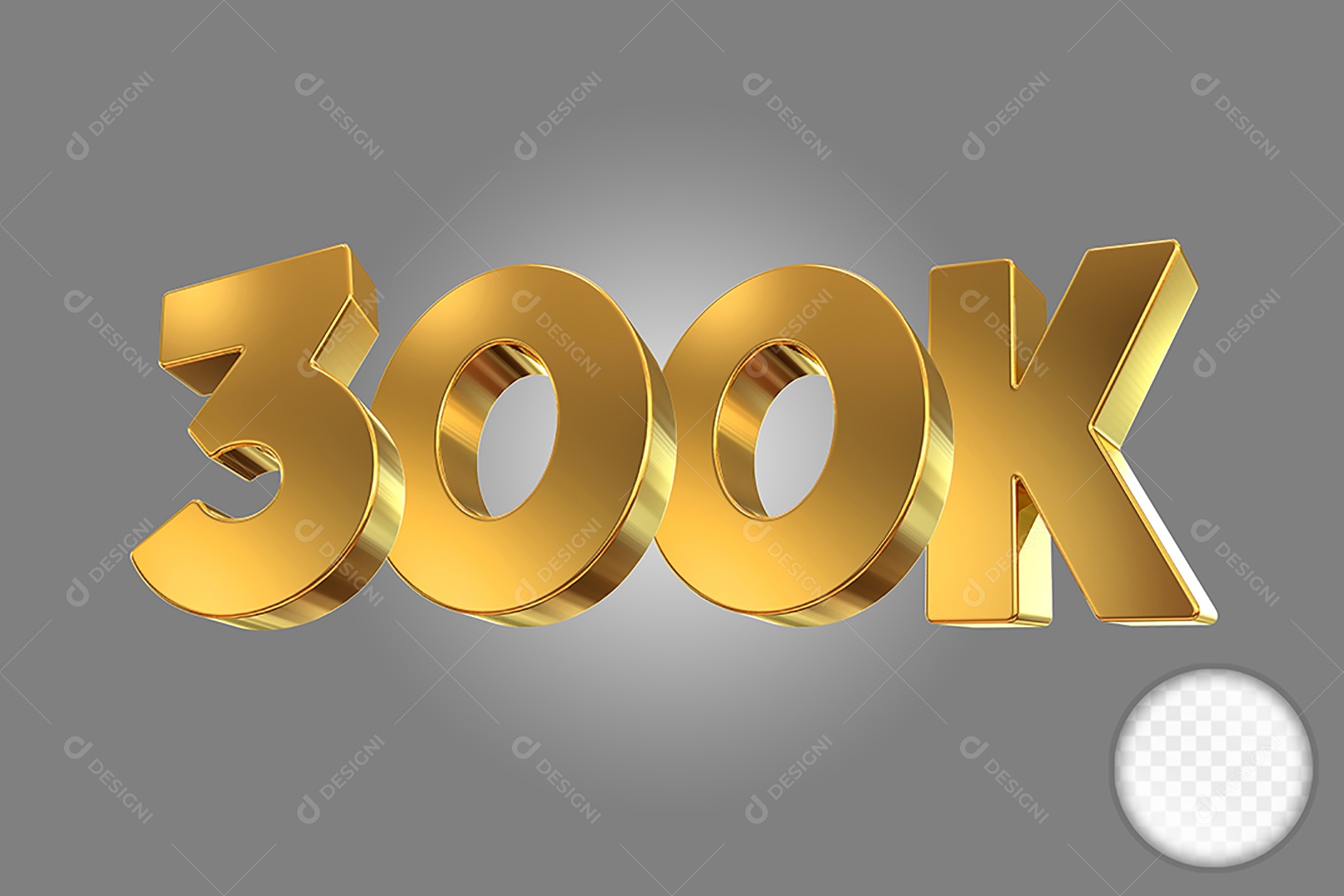 Número Dourado 300K Elemento 3D Para Composição PSD
