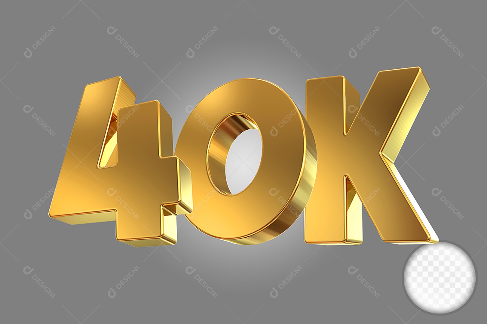 Número Dourado 40K Elemento 3D Para Composição PSD