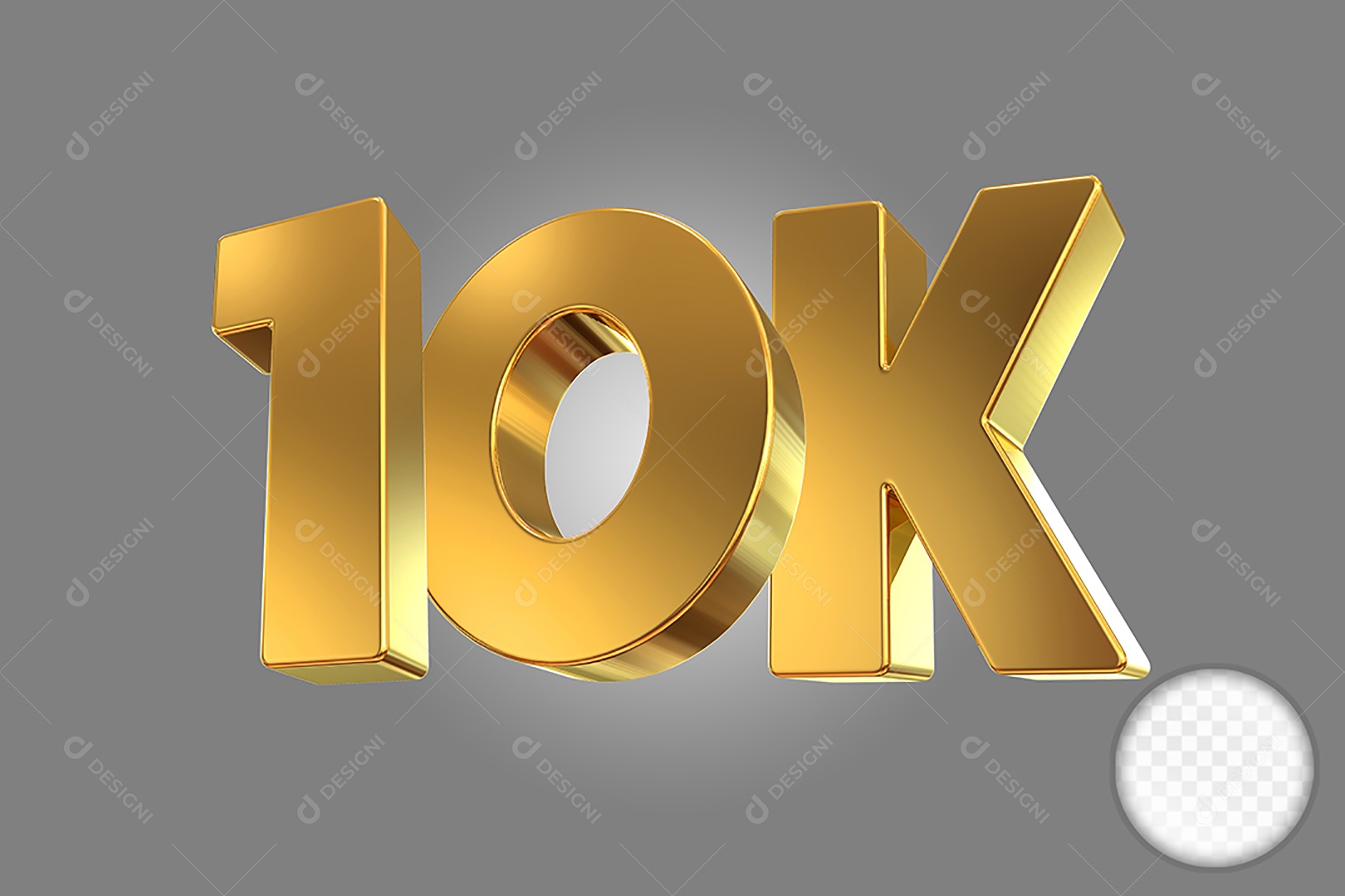 Número Dourado 10K Elemento 3D Para Composição PSD