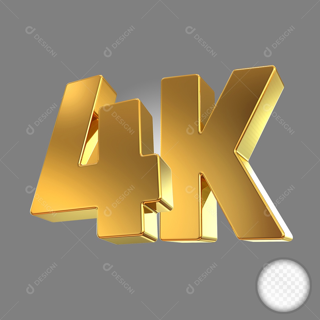 Número Dourado 4K Elemento 3D Para Composição PSD