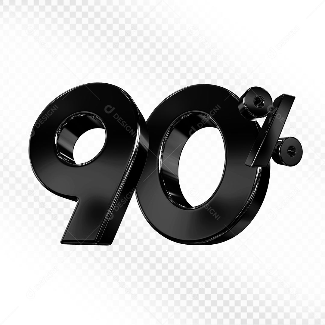 Número Preto 90% Elemento 3D Para Composição PSD