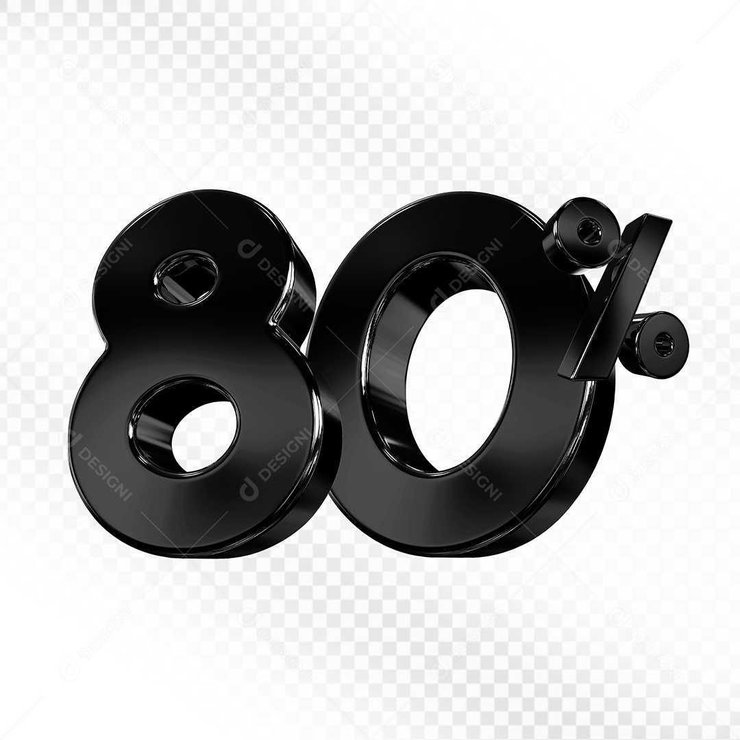 Número Preto 80% Elemento 3D Para Composição PSD