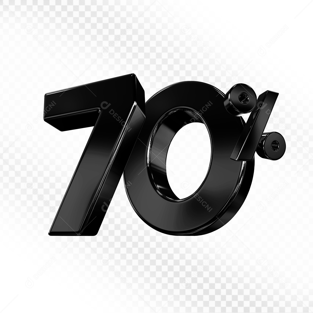 Número preto 70% Elemento 3D Para Composição PSD