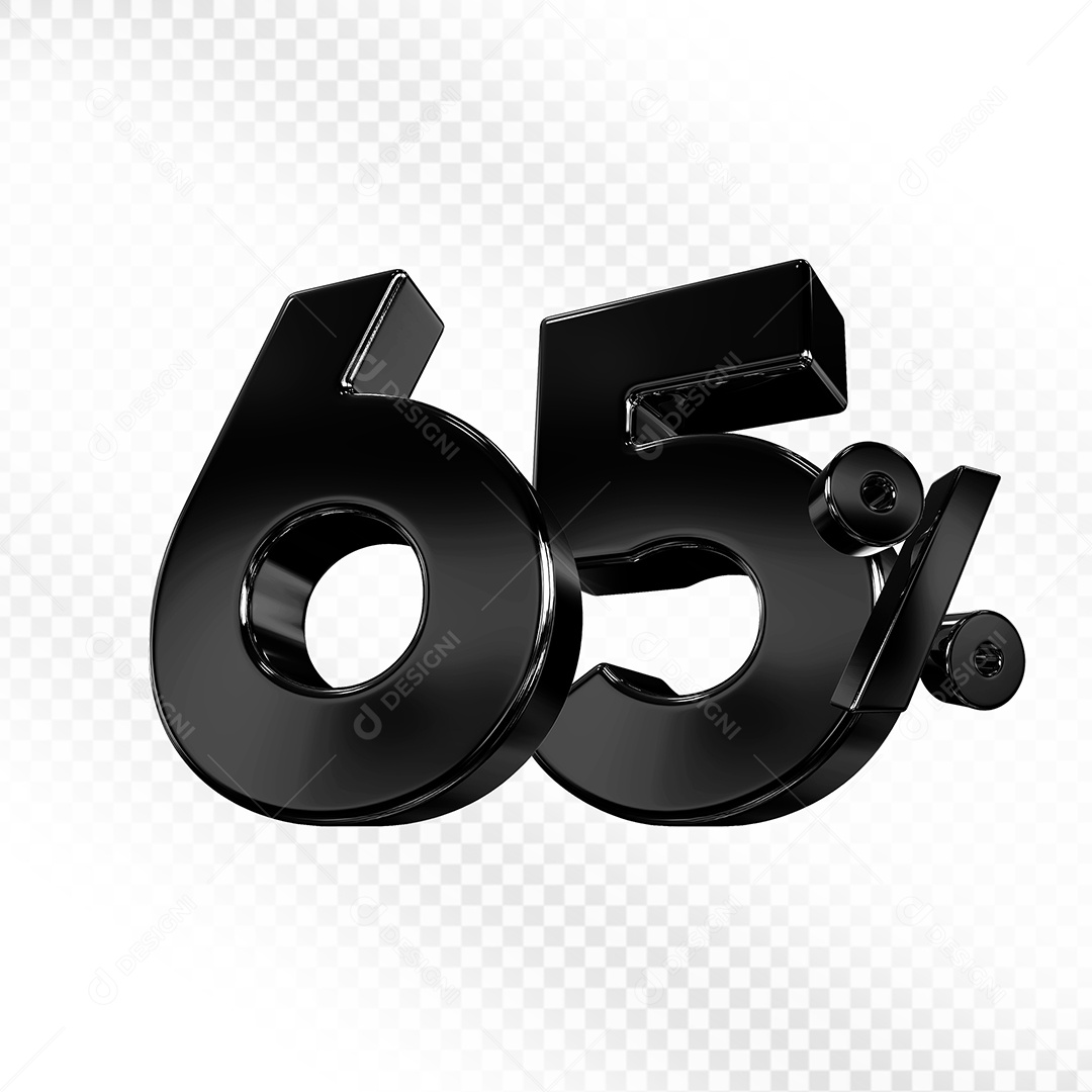 Número preto 65% Elemento 3D Para Composição PSD