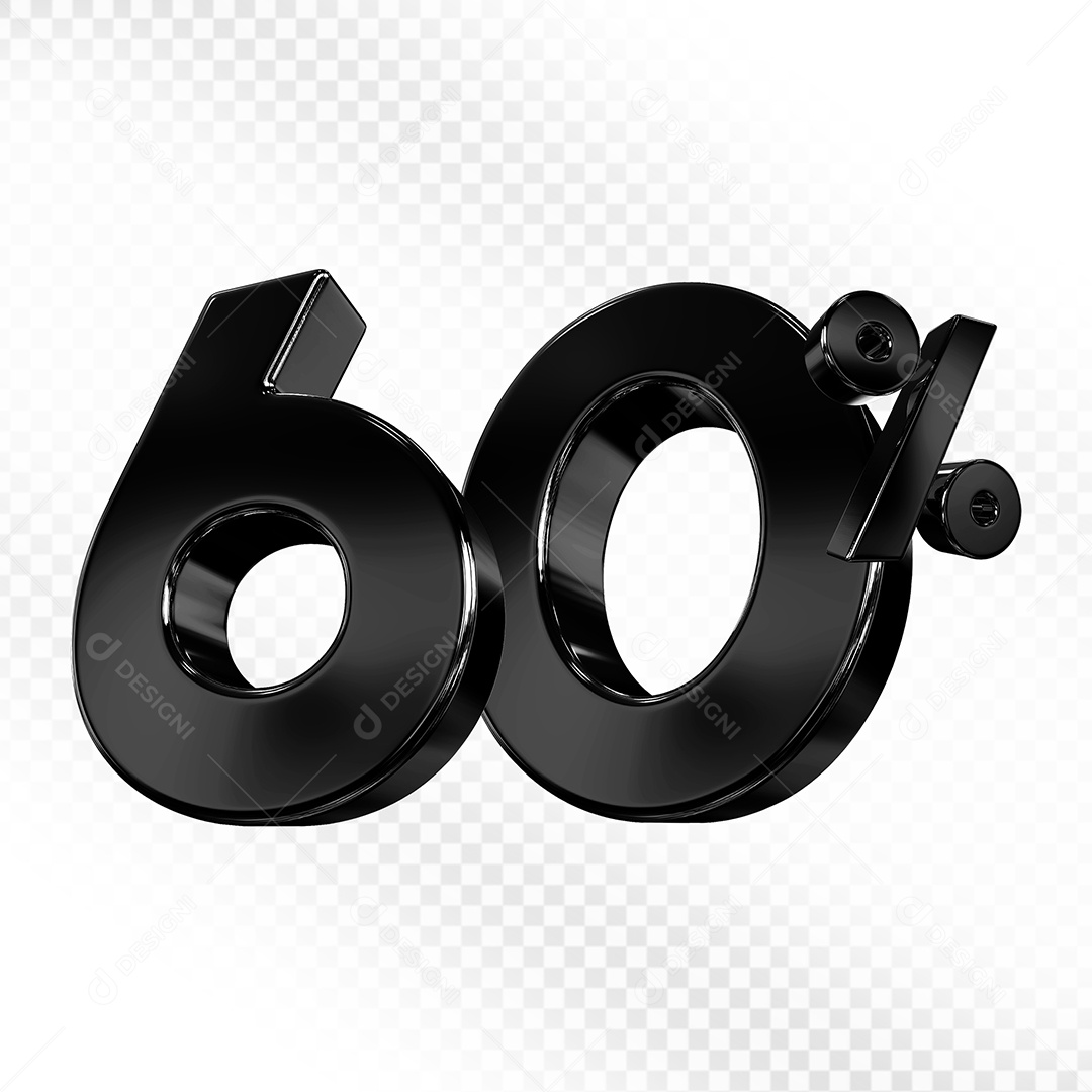 Número preto 60% Elemento 3D Para Composição PSD