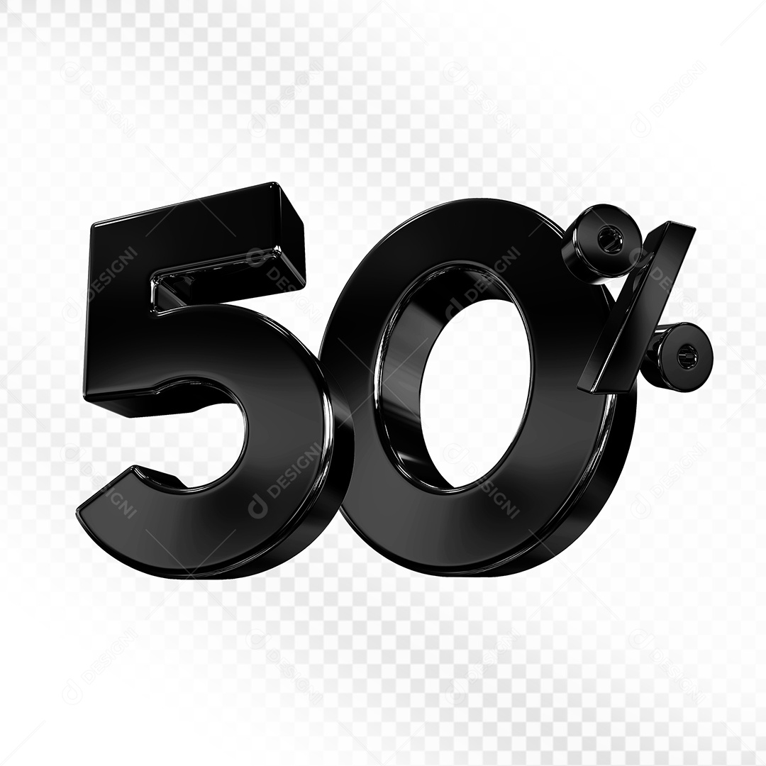 Número preto 50% Elemento 3D Para Composição PSD