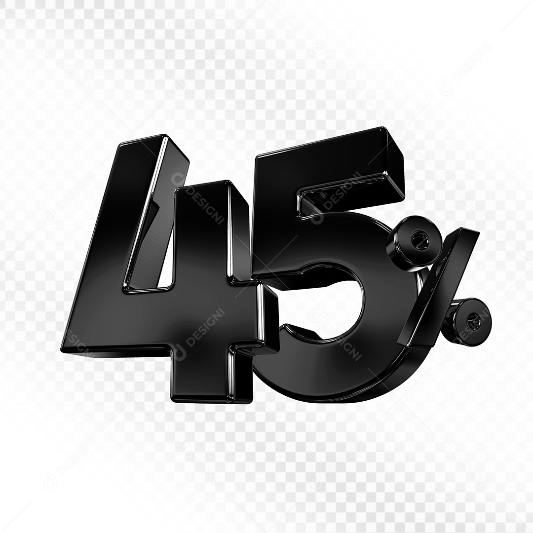 Número preto 45% Elemento 3D Para Composição PSD