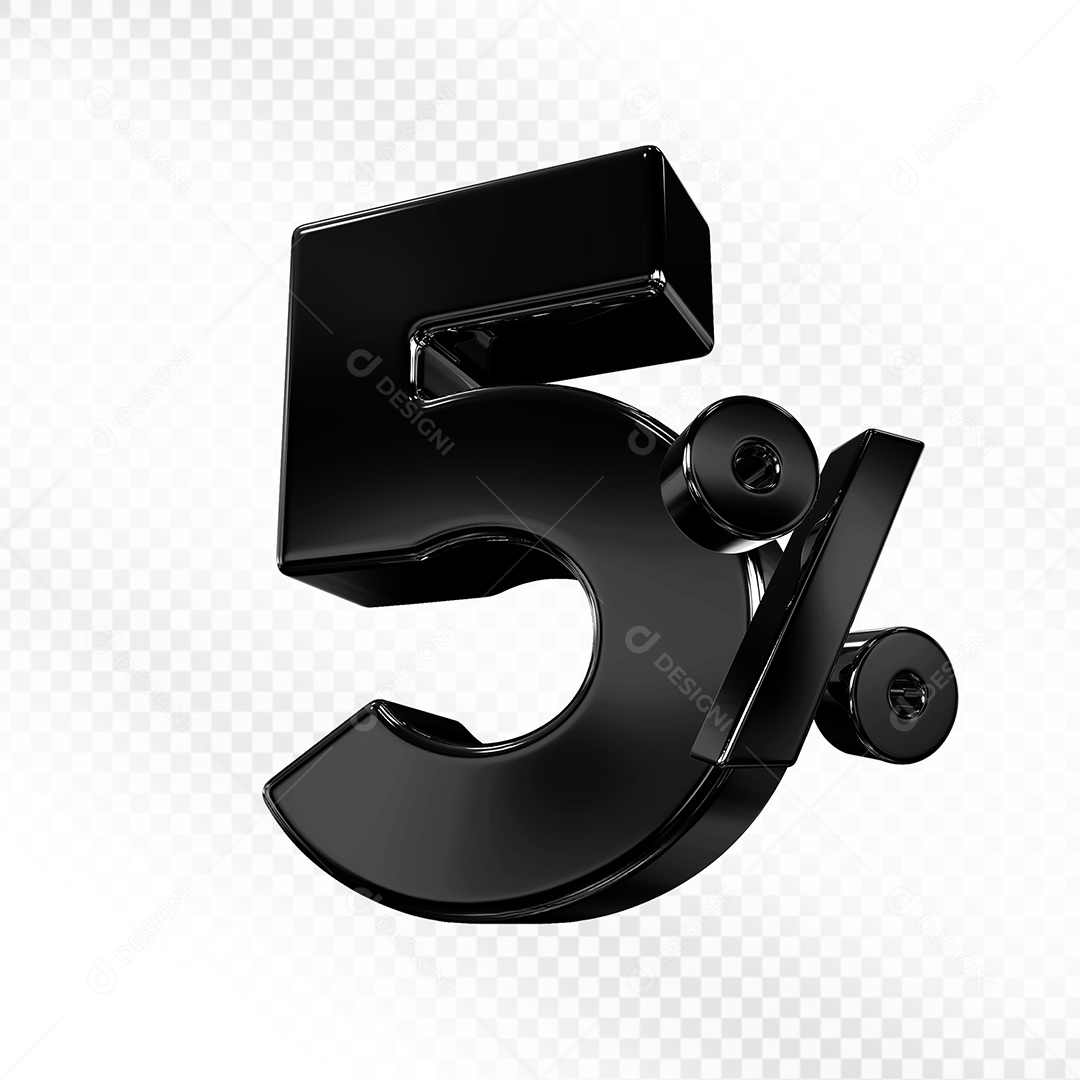 Número preto 5% Elemento 3D Para Composição PSD