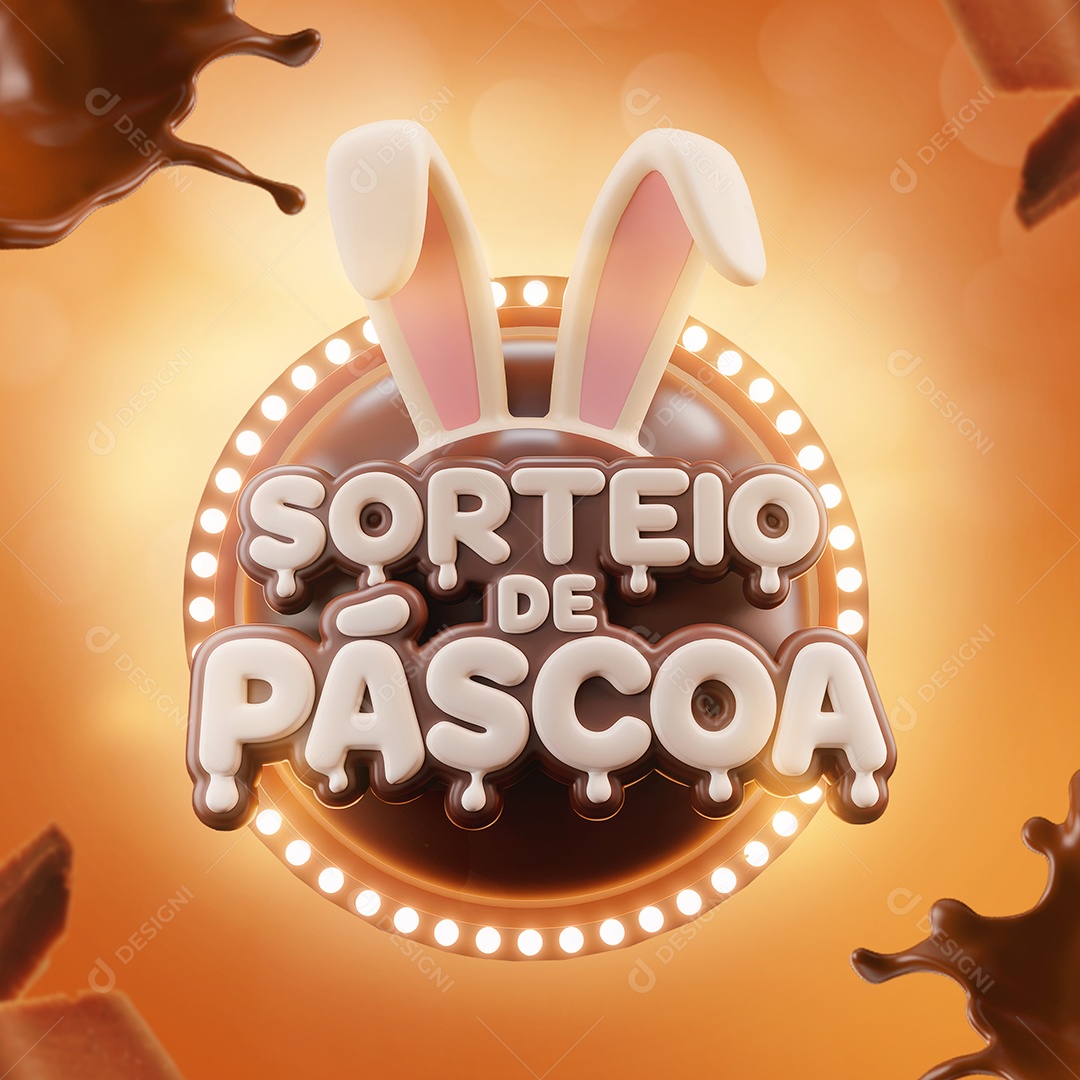 Sorteio de Páscoa Selo 3D Para Composição PSD Editável