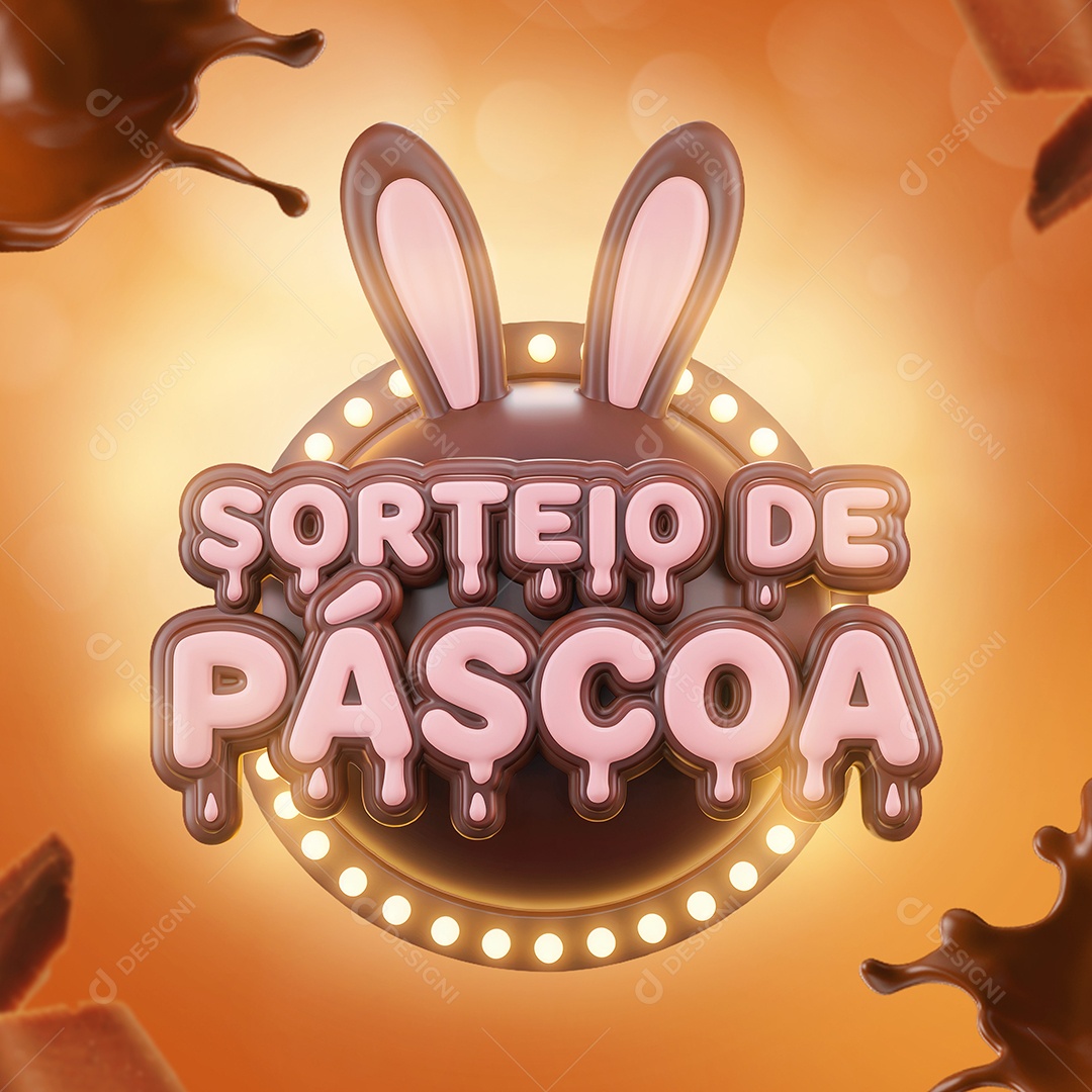 Sorteio de Páscoa Selo 3D Para Composição PSD Editável