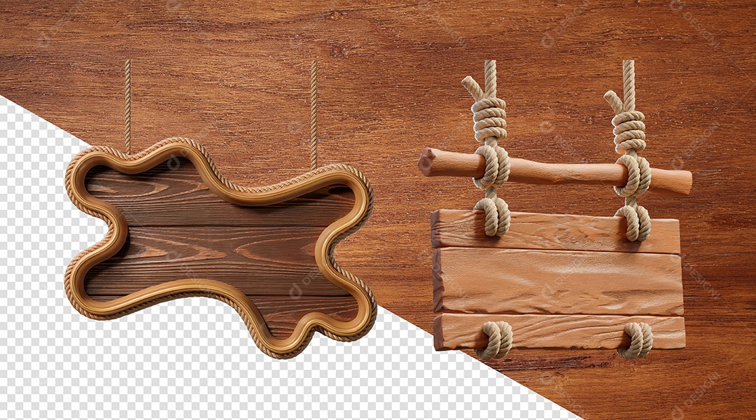 Placa de Madeira Elemento 3D Para Composição PSD