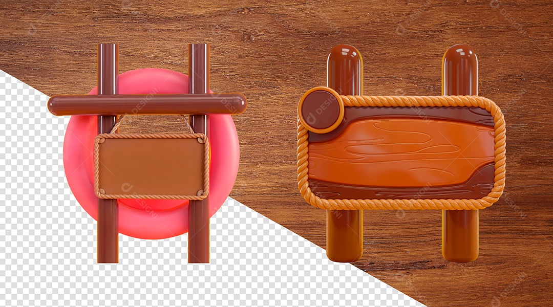 Placa de Madeira Elemento 3D Para Composição PSD