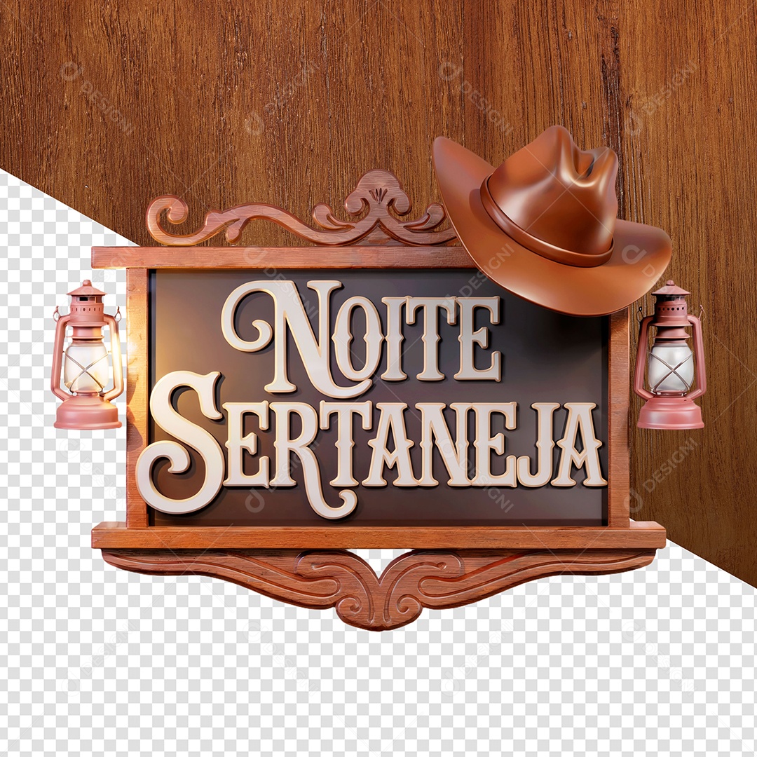 Noite Sertaneja Selo 3D Para Composição PSD