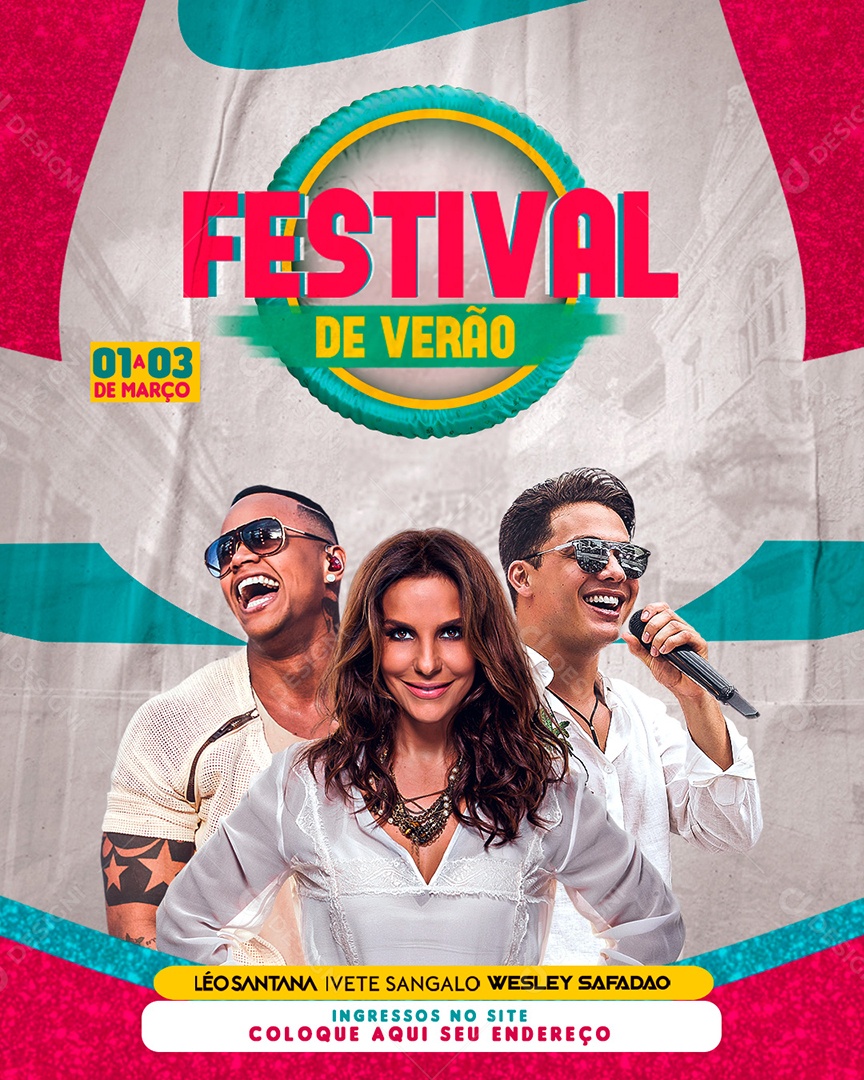 Flyer Fextival de Verão Festival Social Media PSD Editável