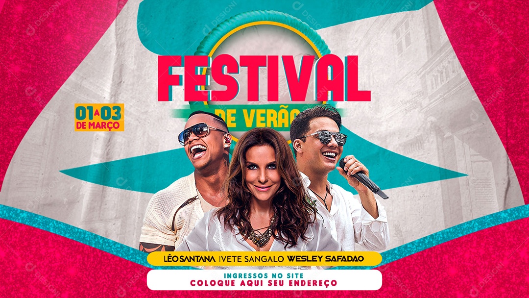 Banner Flyer Fextival de Verão Festival Social Media PSD Editável