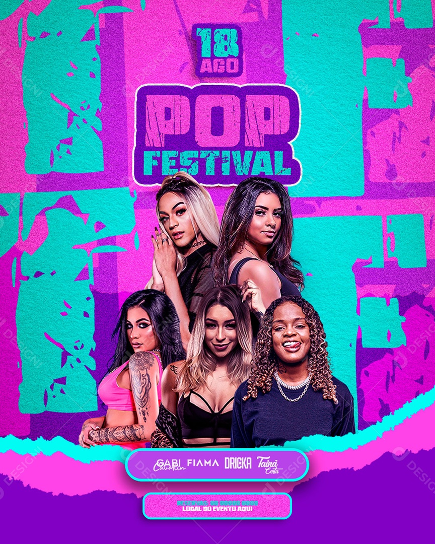 Flyer Pop Festival Social Media PSD Editável