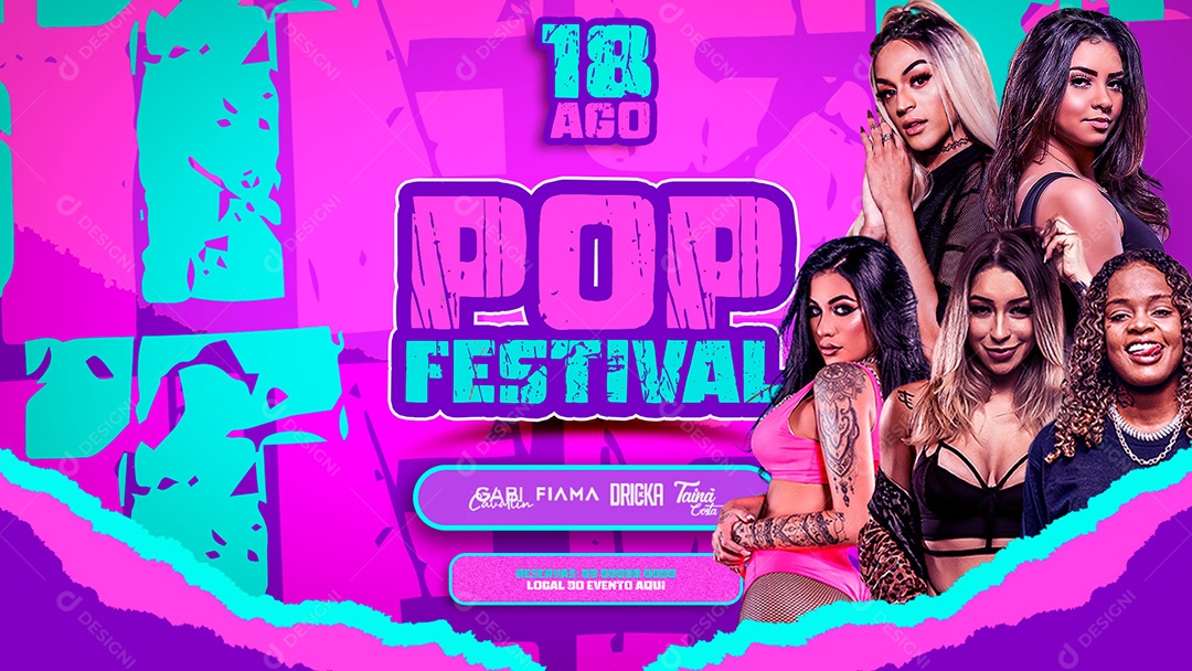 Banner Flyer Pop Festival Social Media PSD Editável