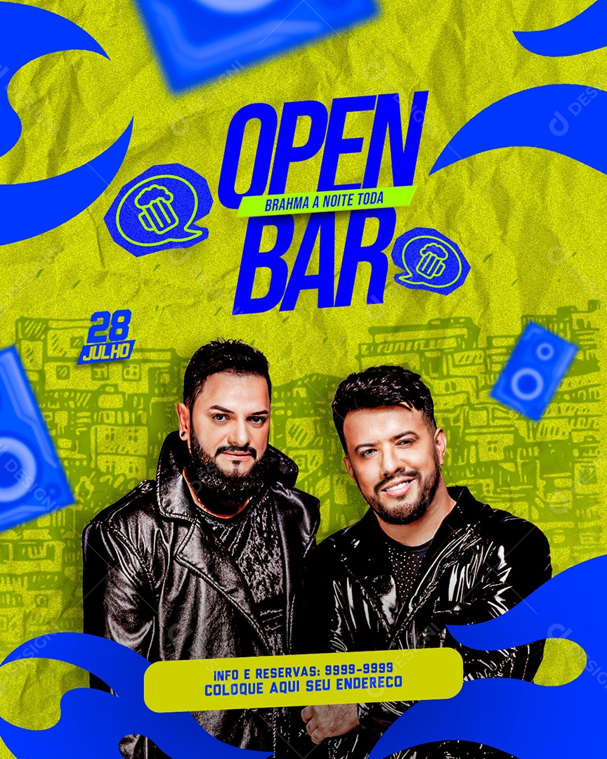 Flyer Open Bar Social Media PSD Editável