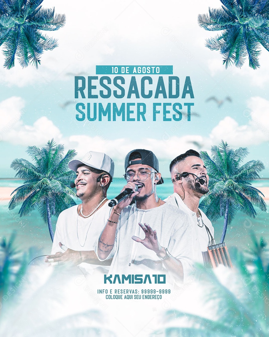 Flyer Ressacada Summer Fest Social Media PSD Editável