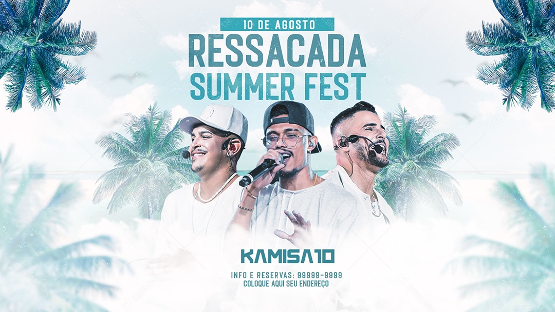 Banner Flyer Ressacada Summer Fest Social Media PSD Editável