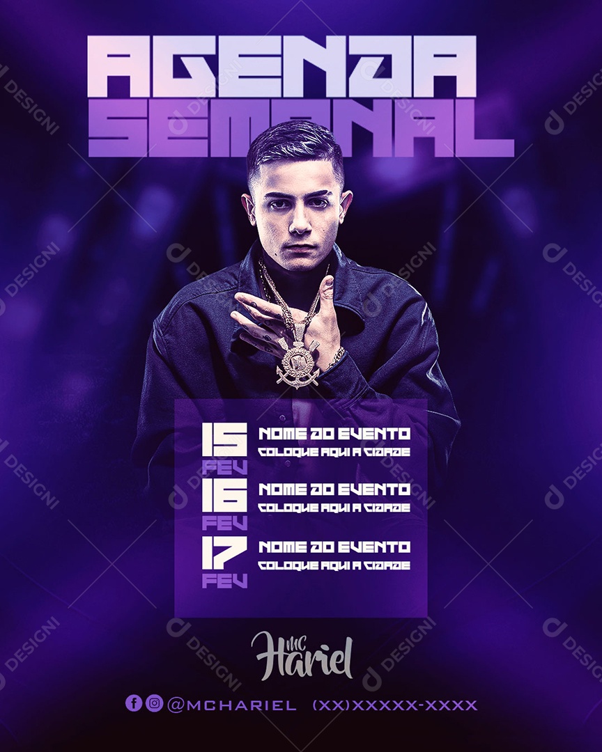 Flyer Agenda Semanal Social Media PSD Editável