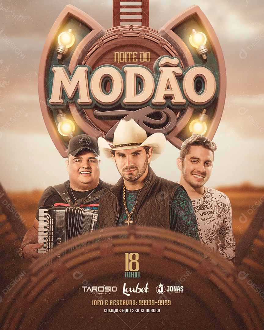 Flyer Noite do Modão Social Media PSD Editável