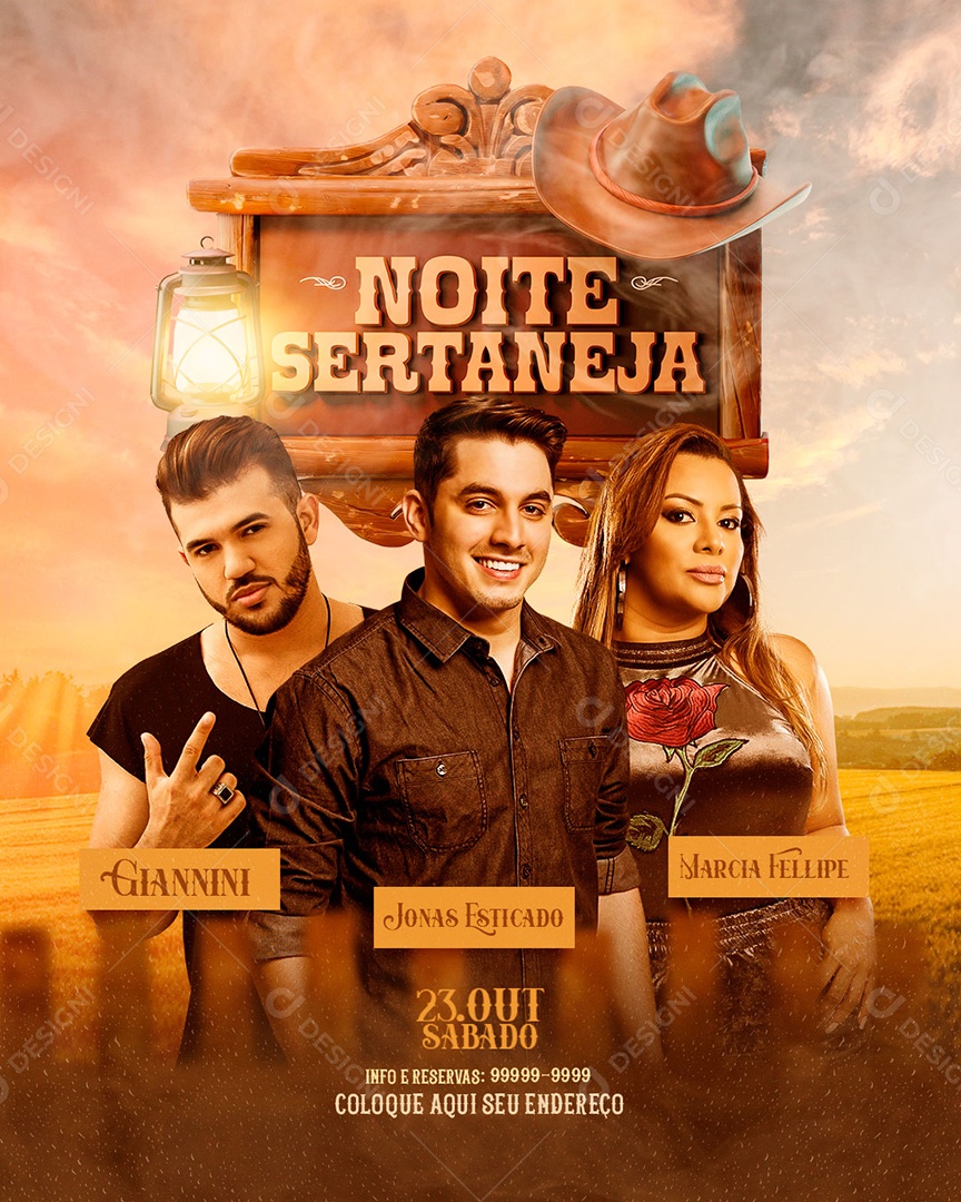 Flyer Noite Sertaneja Social Media PSD Editável