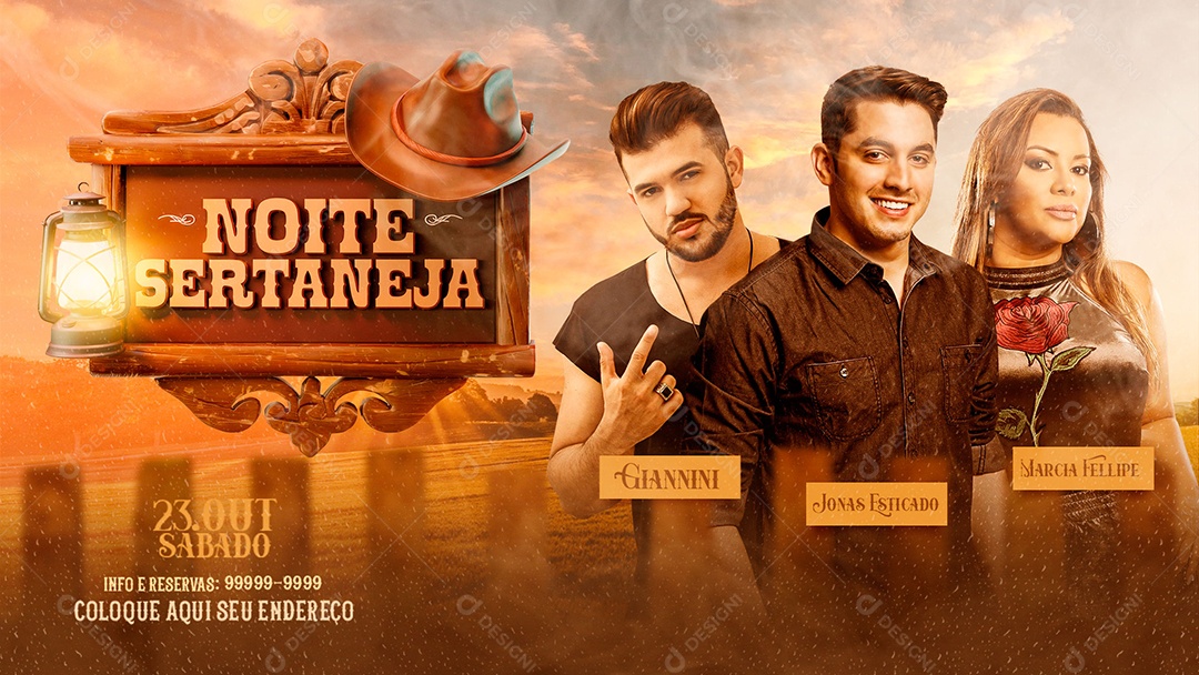 Banner Flyer Noite Sertaneja Social Media PSD Editável