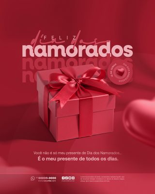 Feliz Dia dos Namorados 12 de junho Social Media PSD Editável