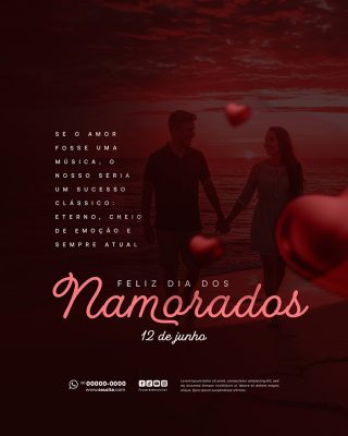 Feliz Dia dos Namorados 12 de junho Social Media PSD Editável