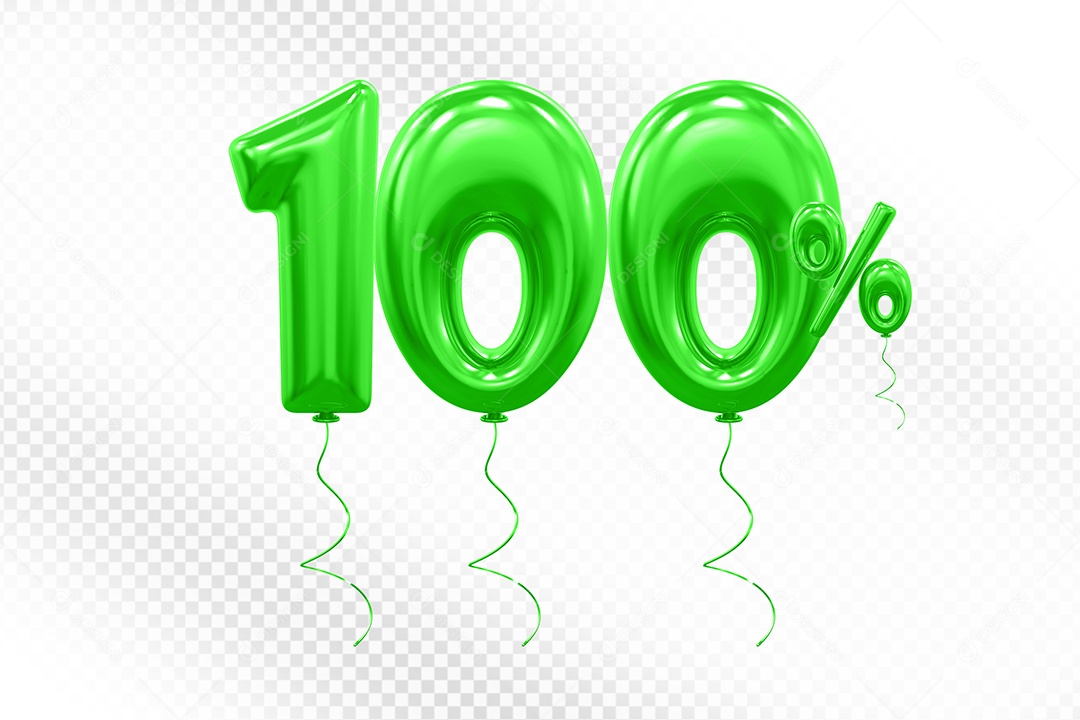 Balão Verde 3D Número 100% Elemento Para Composição PSD