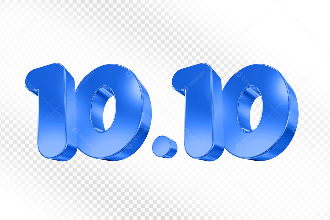Número 10.10 Azul Elemento 3D Para Composição PSD