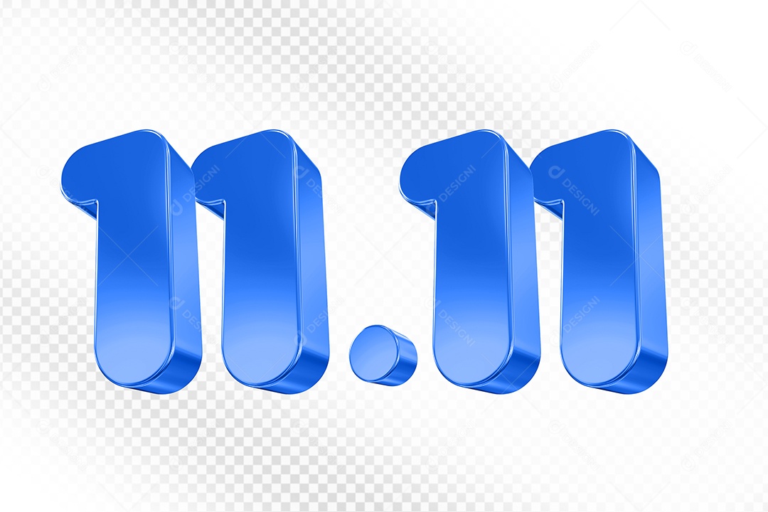 Número 11.11 Azul Elemento 3D Para Composição PSD