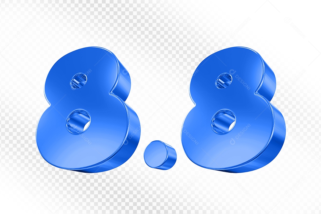 Número 8.8 Azul Elemento 3D Para Composição PSD
