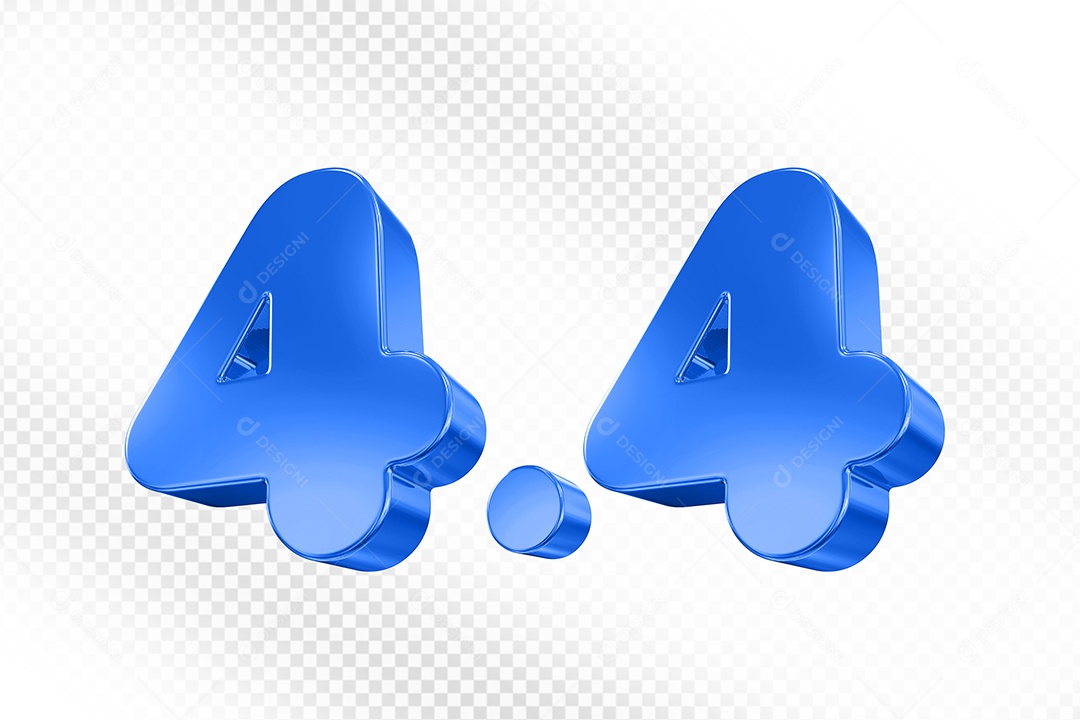 Número 4.4  Azul Elemento 3D Para Composição PSD