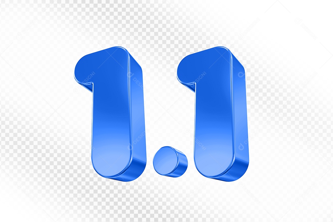 Número 1.1 Azul Elemento 3D Para Composição PSD