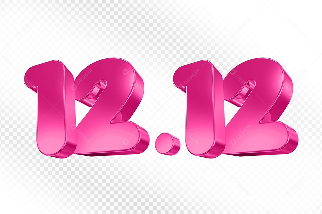 Número 12.12 Rosa Elemento 3D Para Composição PSD