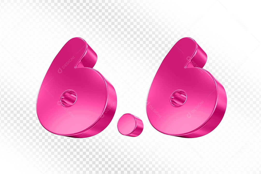 Número 6.6 Rosa Elemento 3D Para Composição PSD