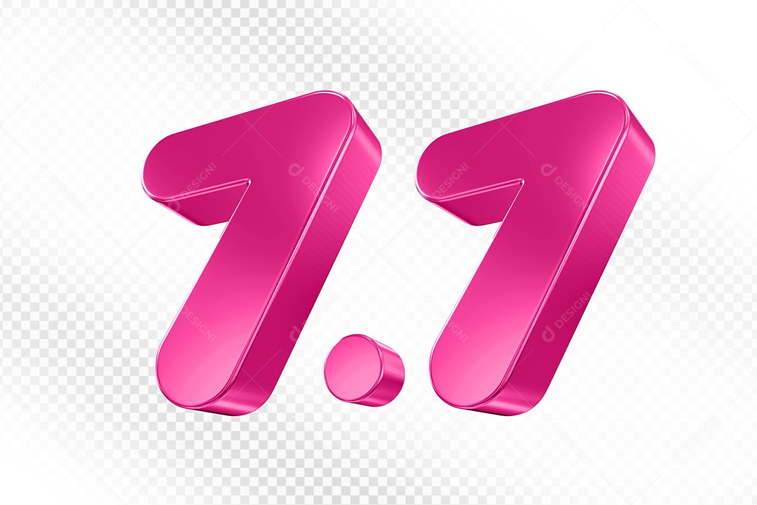 Número 7.7 Rosa Elemento 3D Para Composição PSD