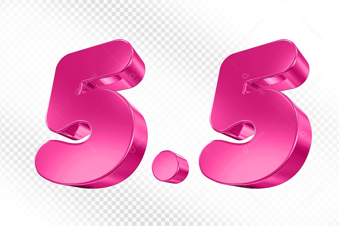 Número 5.5 Rosa Elemento 3D Para Composição PSD