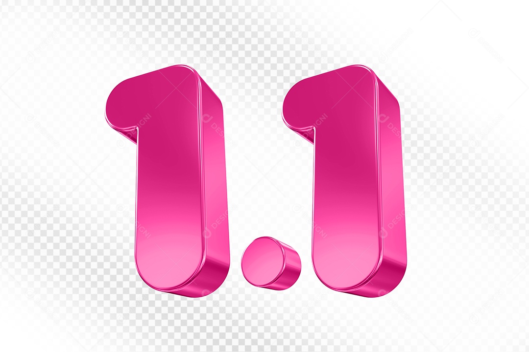 Número 1.1 Rosa Elemento 3D Para Composição PSD