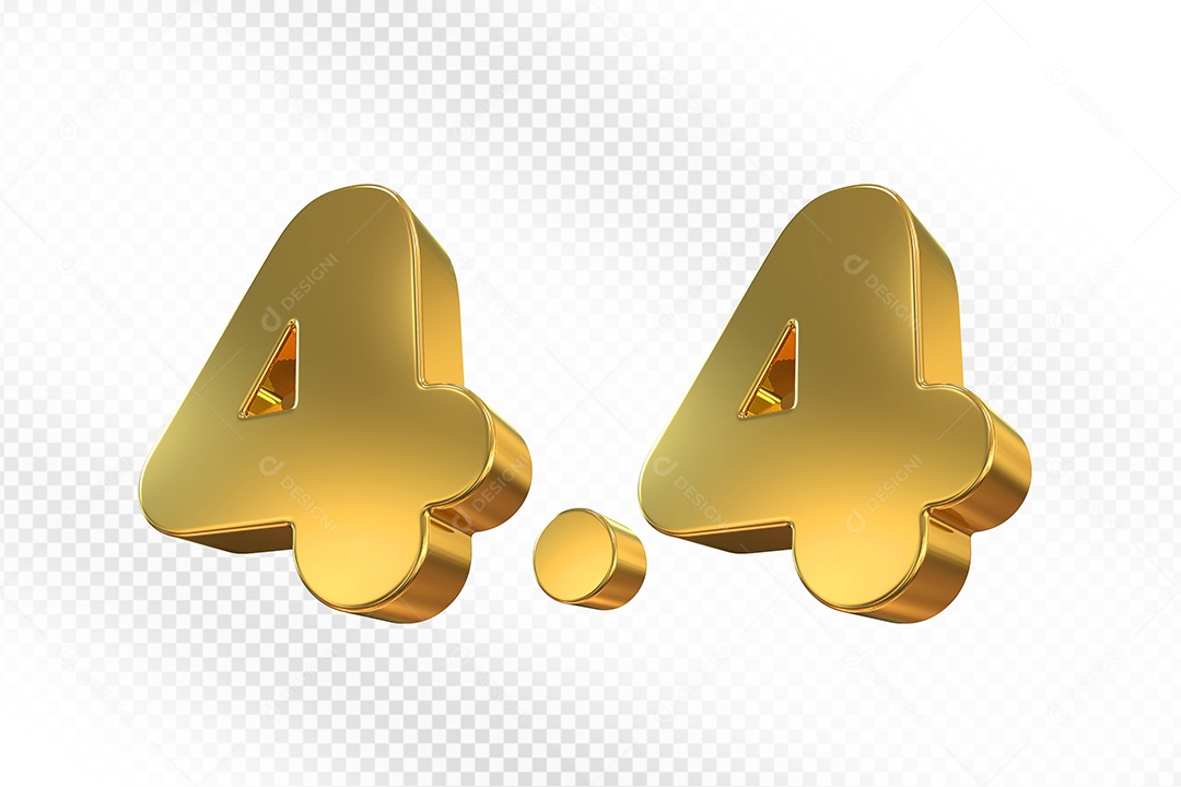 Número 4.4 Dourado Elemento 3D Para Composição PSD