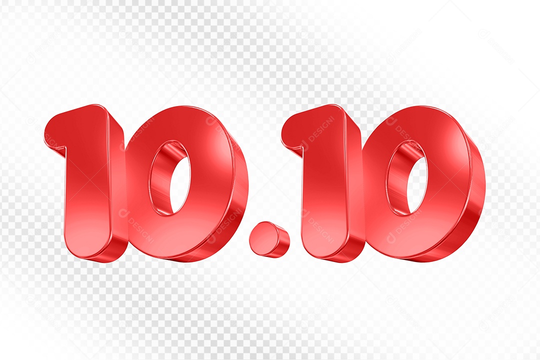 Número 10.10 Vermelho Elemento 3D Para Composição PSD
