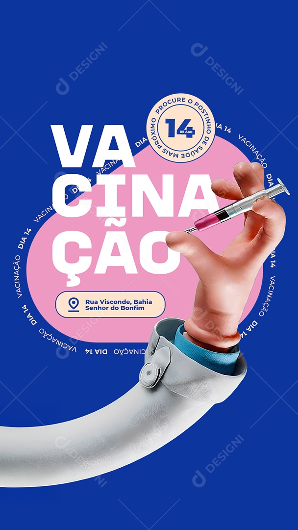 Story Vacinação Procure o Postinho de Saúde Social Media PSD Editável