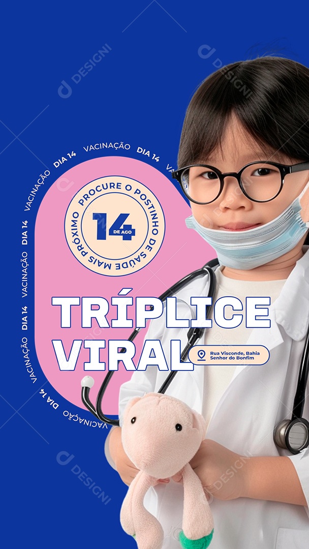 Story Vacinação Tríplice Viral Social Media PSD Editável