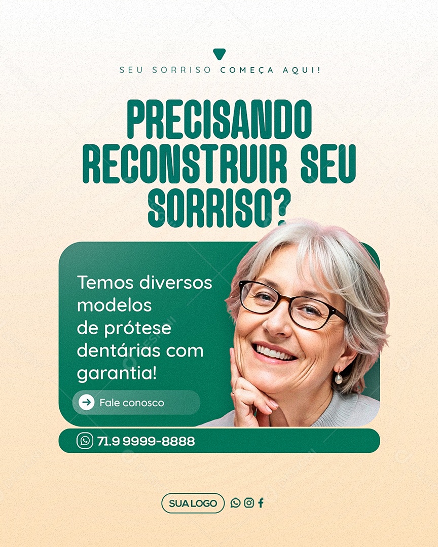 Dentista Precisando Reconstruir Seu Sorriso Social Media PSD Editável