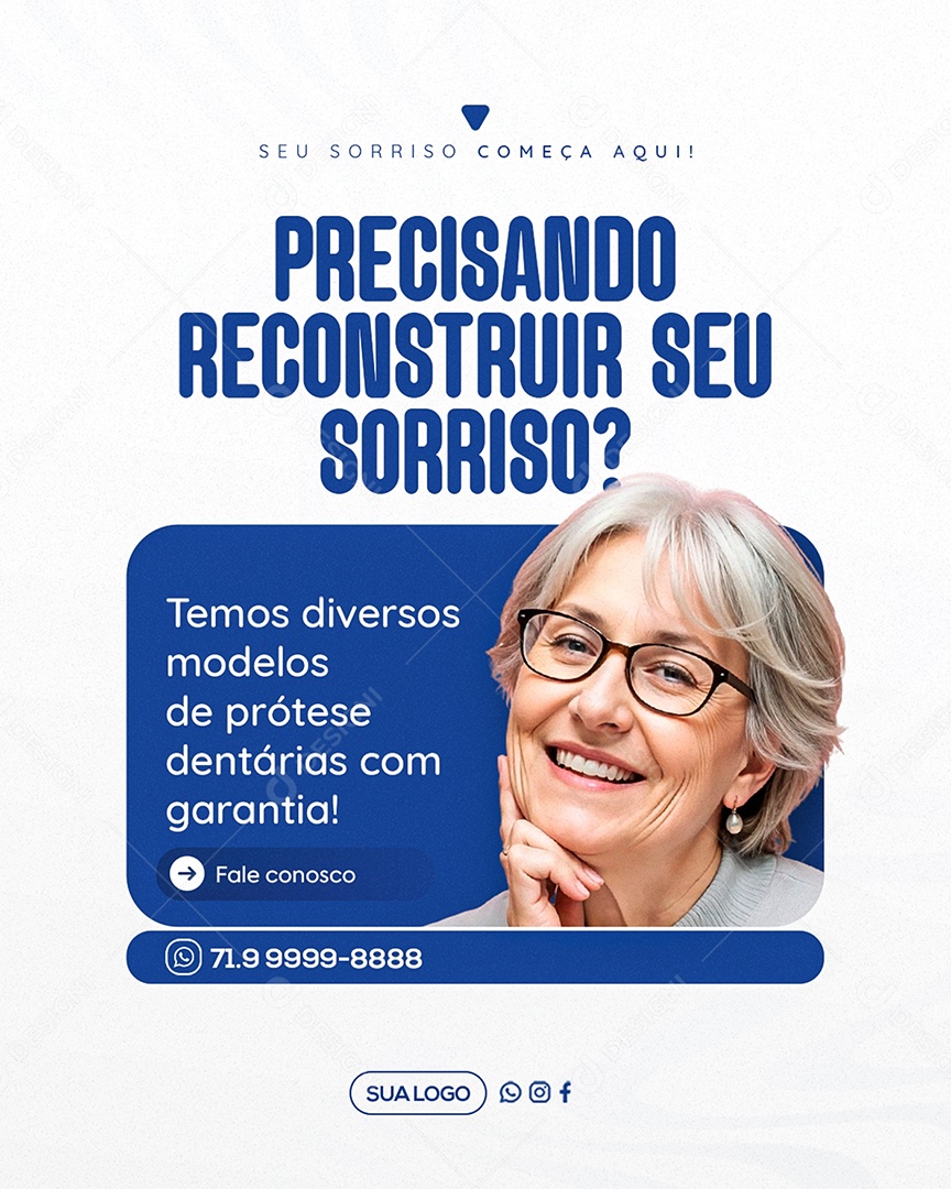 Dentista Precisando Reconstruir Seu Sorriso Social Media PSD Editável