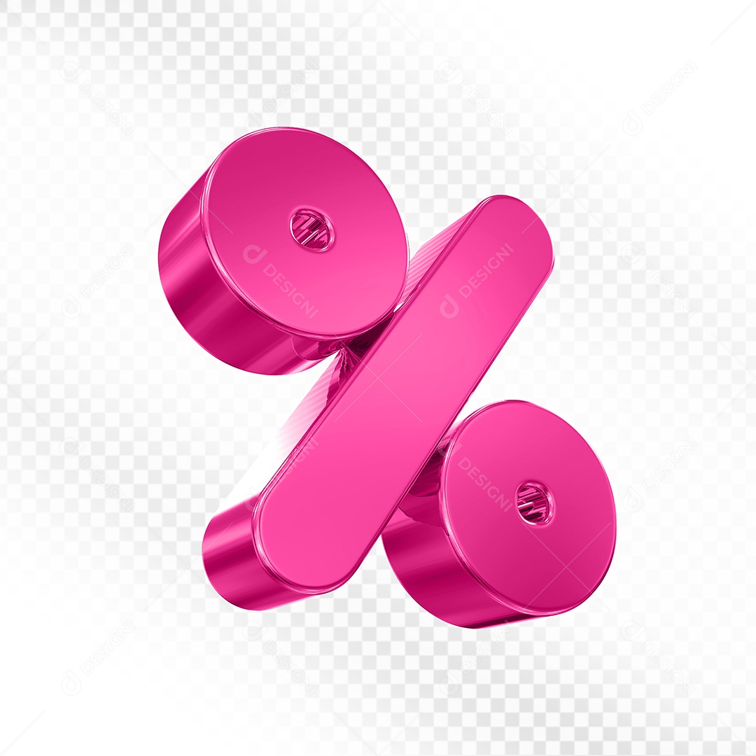 Simbolo de Desconto Rosa Elemento 3D para Composição PSD