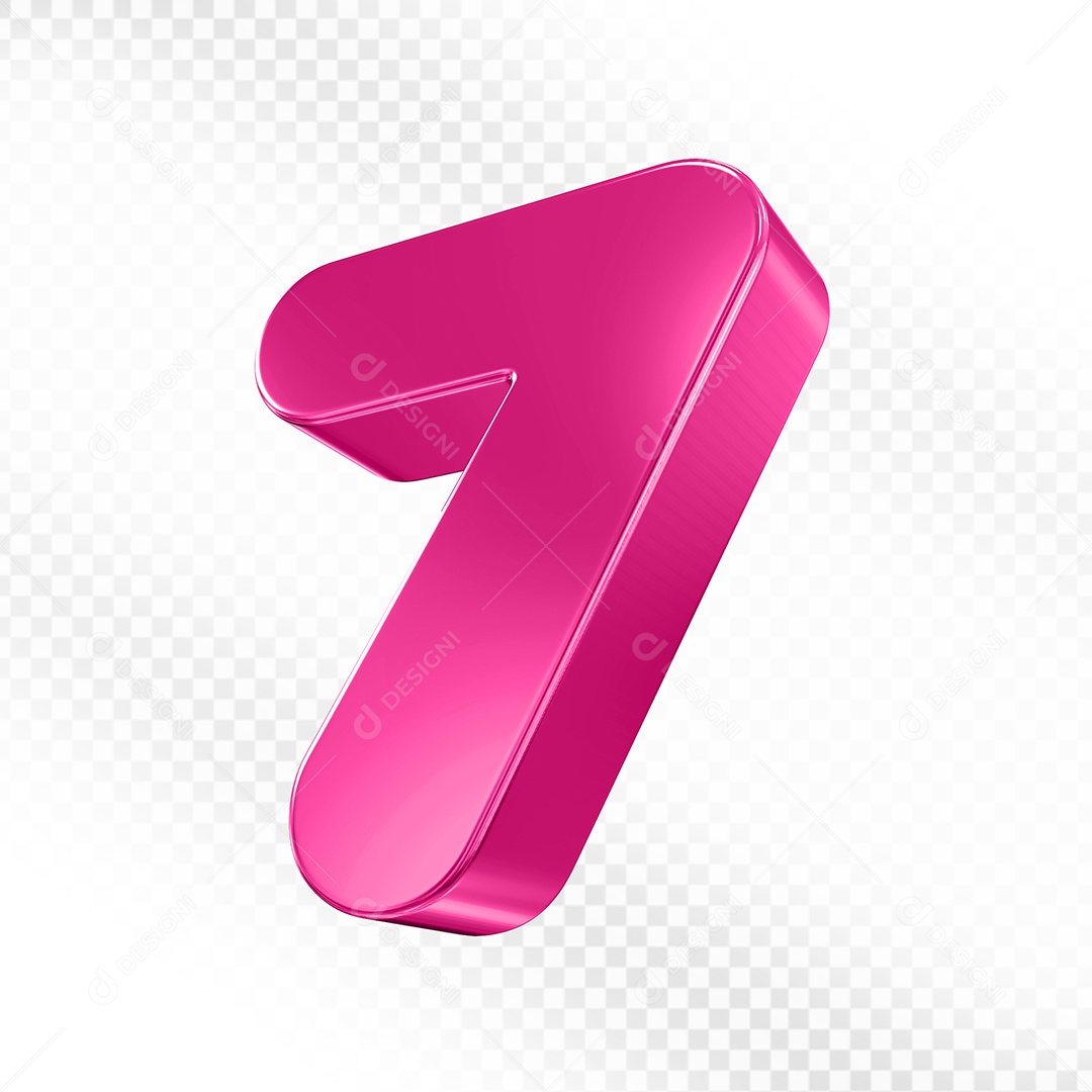 Elemento 3D Número 7 Rosa Para Composição PSD