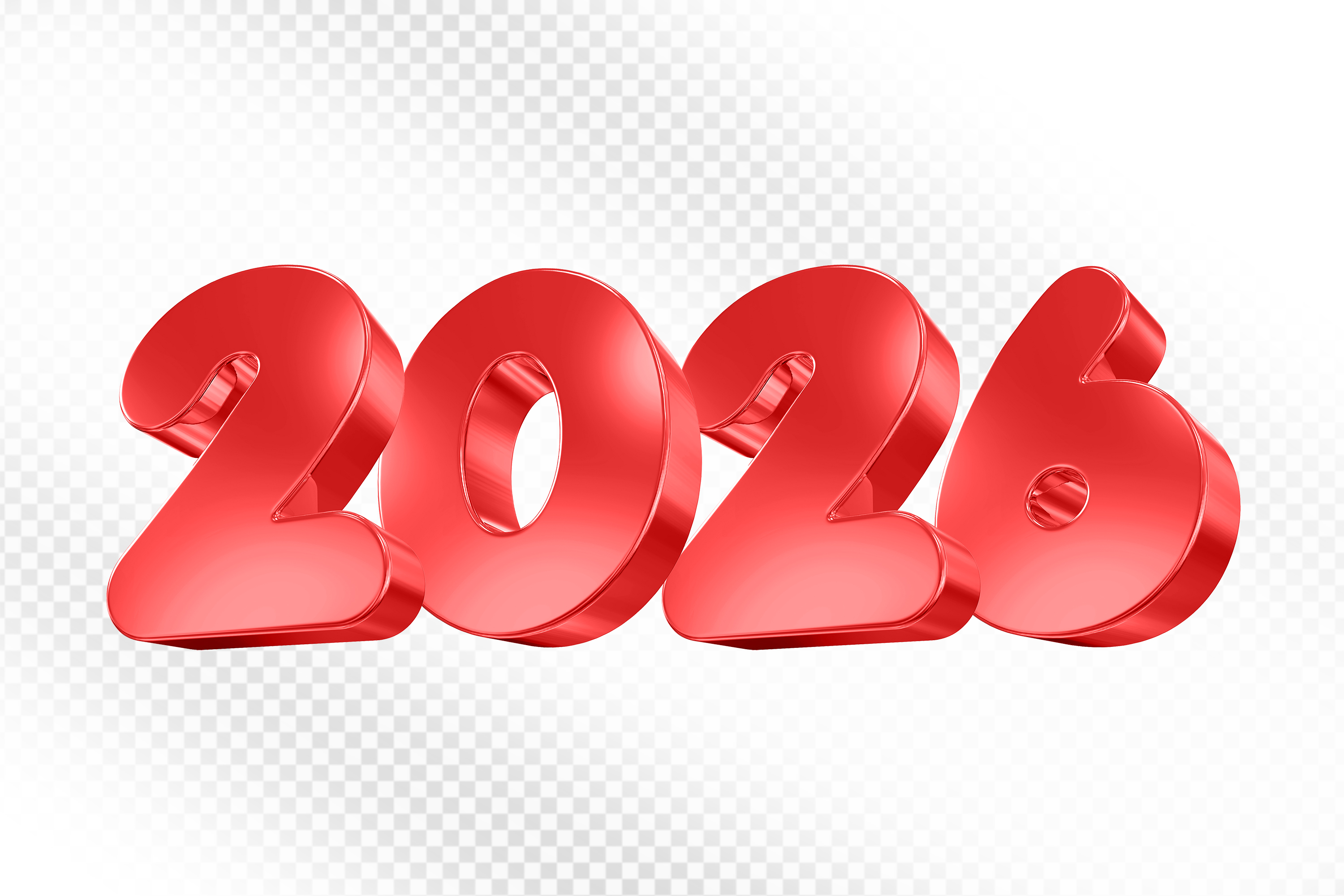 Numero 2026 Vermelho Elemento 3D Para Composição PSD